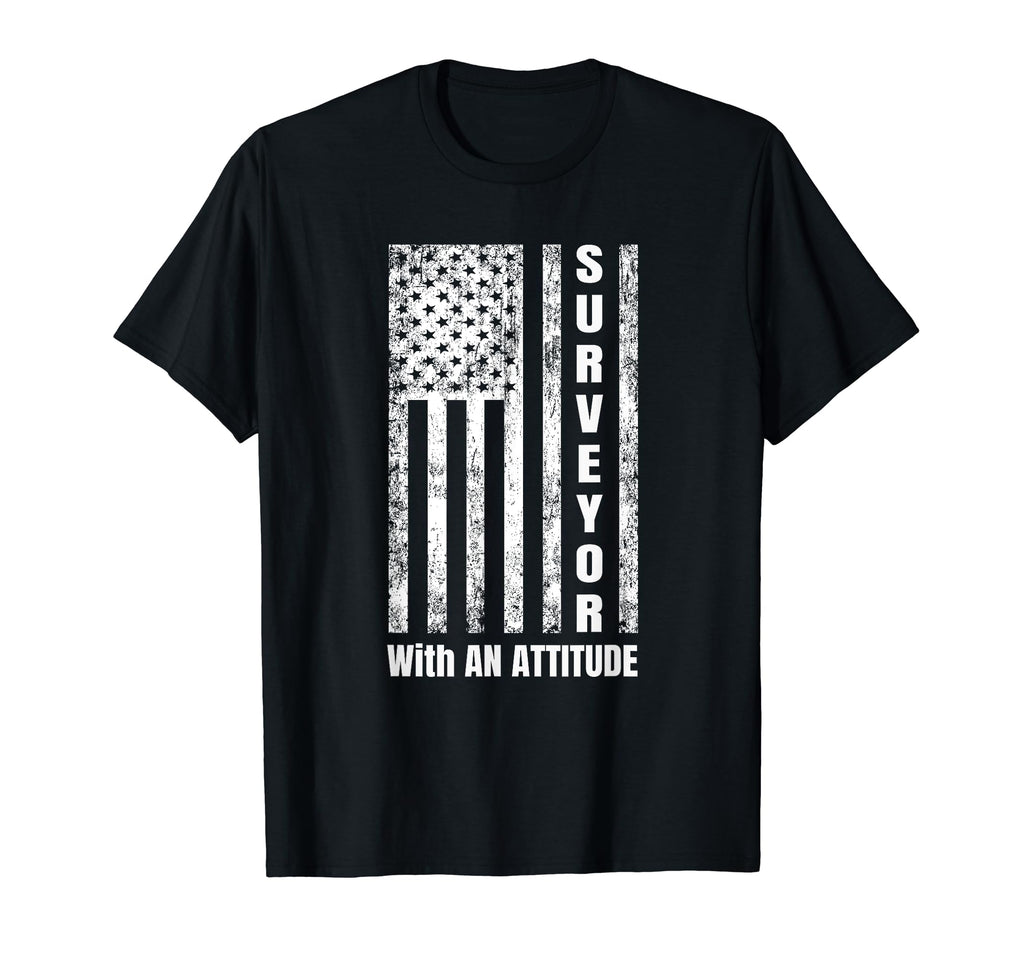 Surveyor Attitude Distressed Usa Flag T-Shirt - Minimalist Print Men Women - T-Shirt, Sweatshirt, Hoodie