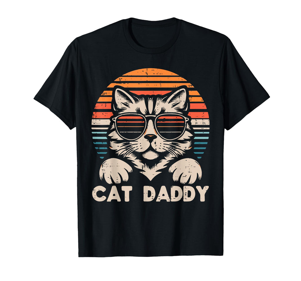 Cat Daddy Sunglasses Sunset Fur Dad Papa T-Shirt - Novelty Apparel Unisex - T-Shirt, Sweatshirt, Hoodie