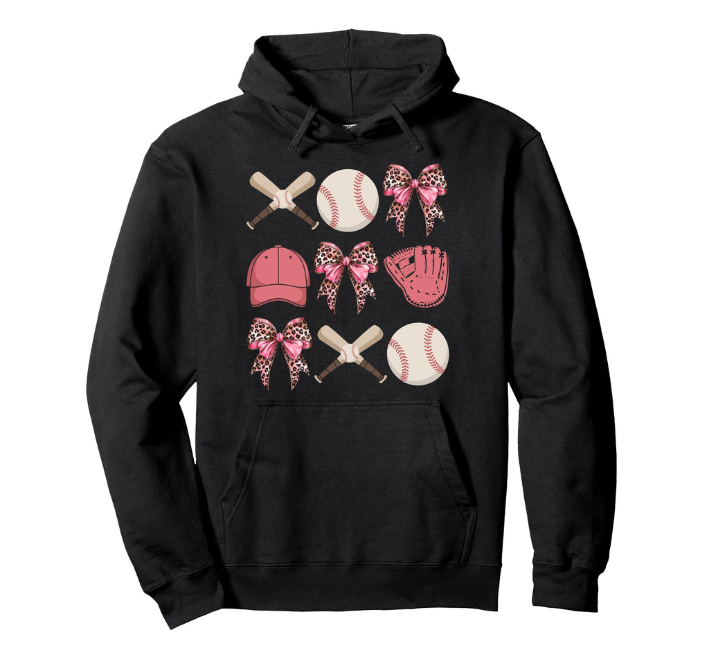 Baseball Mama Coquette Bow Baseball Hoodie - Casual Everyday Wear Unisex - T-Shirt, Sweatshirt, Hoodie