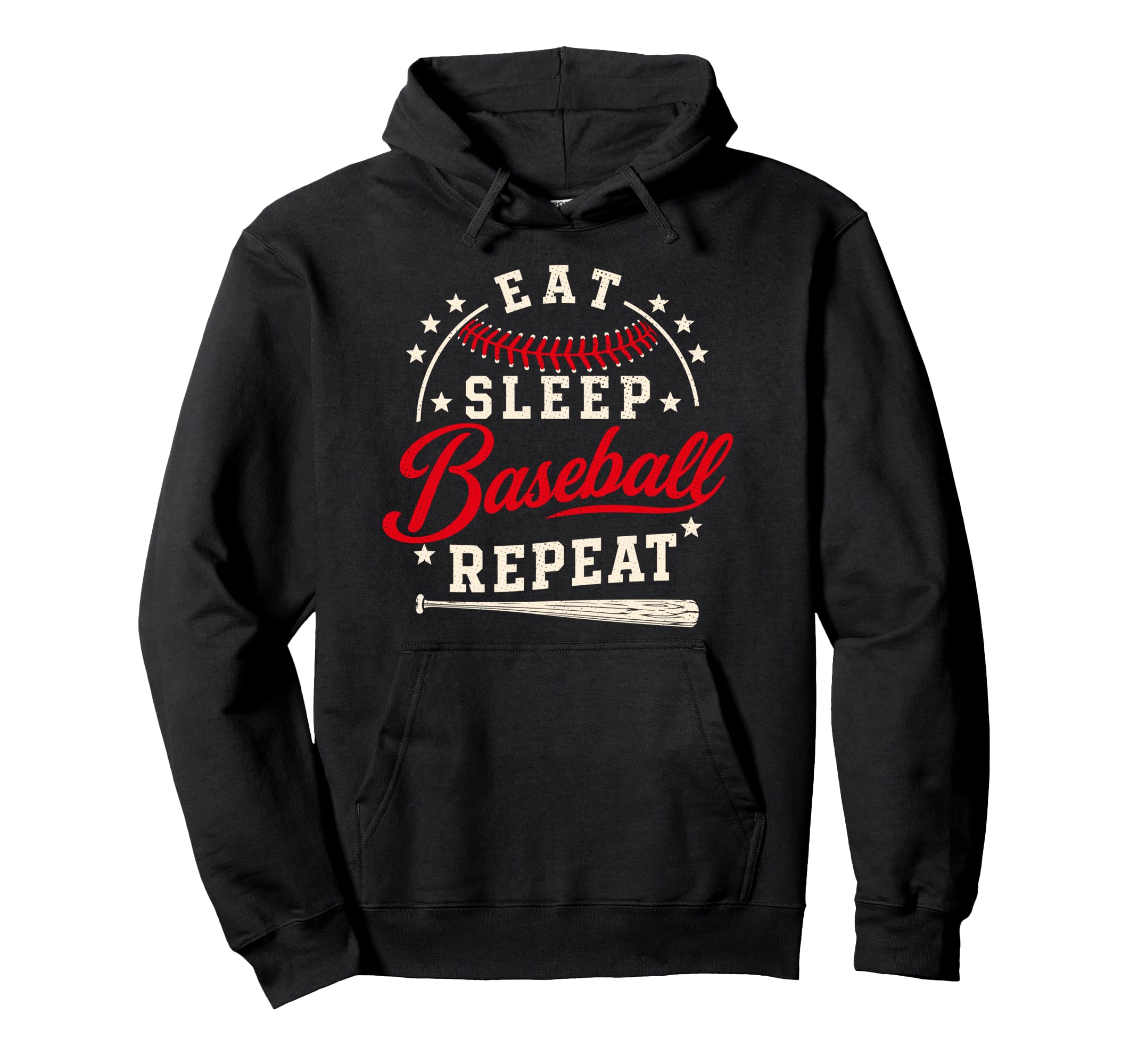Eat Sleep Baseball Repeat Baseball Hoodie - Unique Graphic for Adults - T-Shirt, Sweatshirt, Hoodie