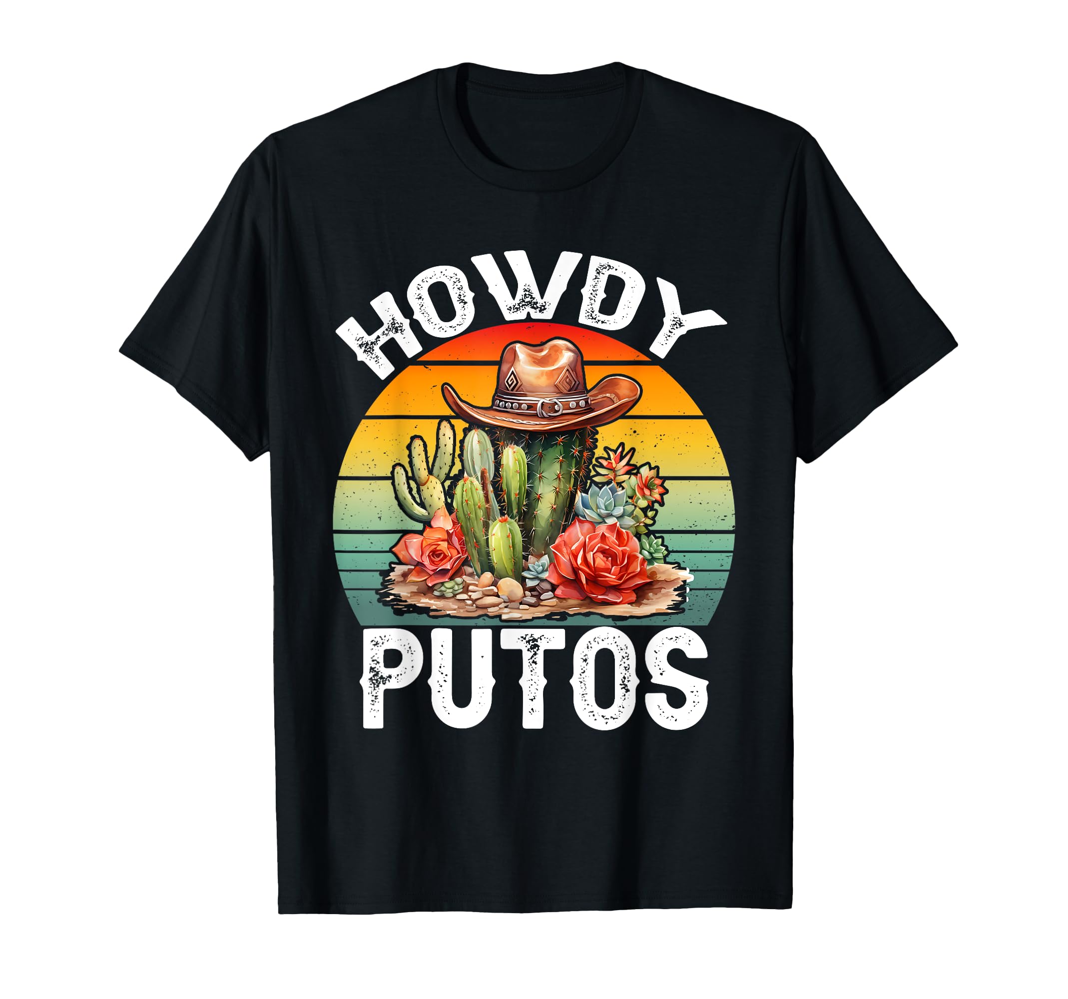 Howdy Putos Funny Cowboy Cactus T-Shirt - Custom Art Print for Adults - T-Shirt, Sweatshirt, Hoodie