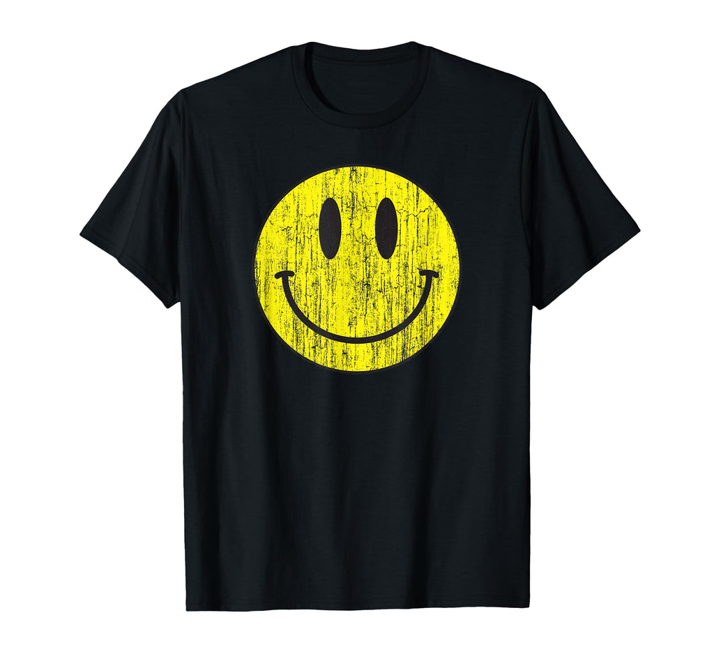Smily Distressed 80S Acid House Icon T-Shirt - Trendy Graphic Unisex - T-Shirt, Sweatshirt, Hoodie