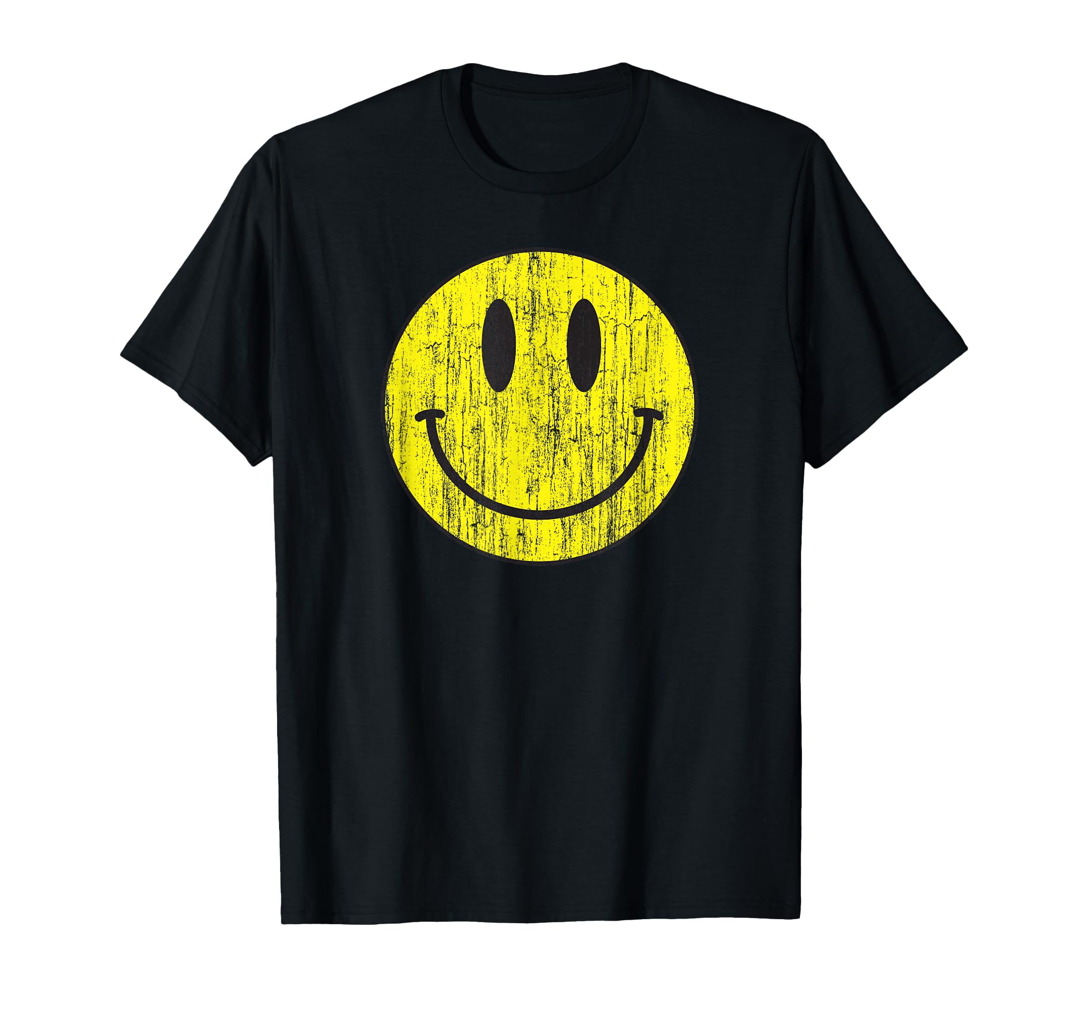 Smily Distressed 80S Acid House Icon T-Shirt - Trendy Graphic Unisex - T-Shirt, Sweatshirt, Hoodie