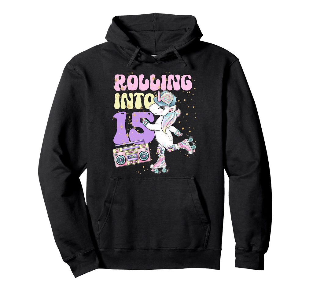 15Th Birthday Roller Skate Party Hoodie - Minimalist Print for Adults - T-Shirt, Sweatshirt, Hoodie