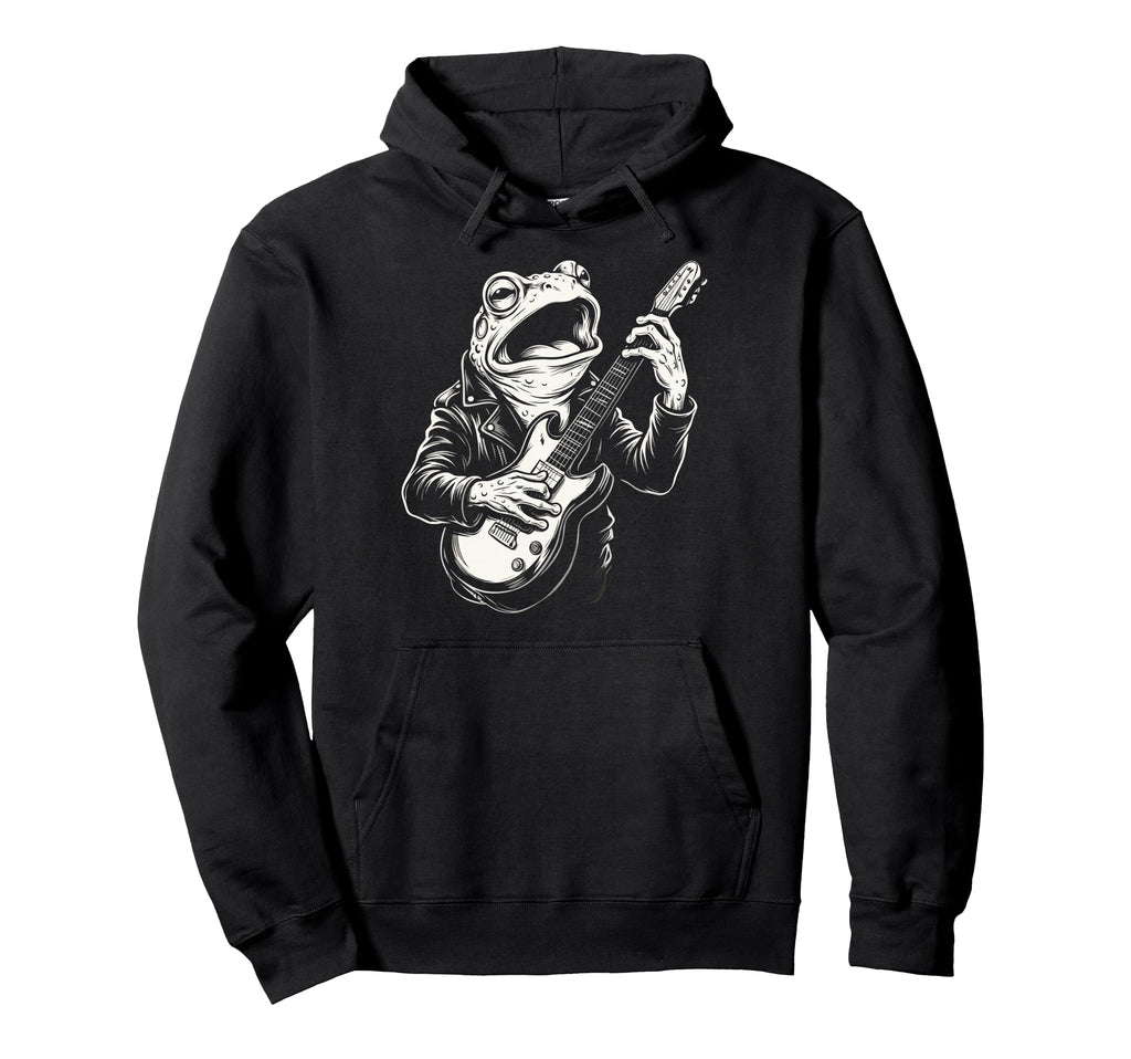 Funny Frog Playing Guitar Heavy Metal Hoodie - Fun Novelty Design Unisex - T-Shirt, Sweatshirt, Hoodie