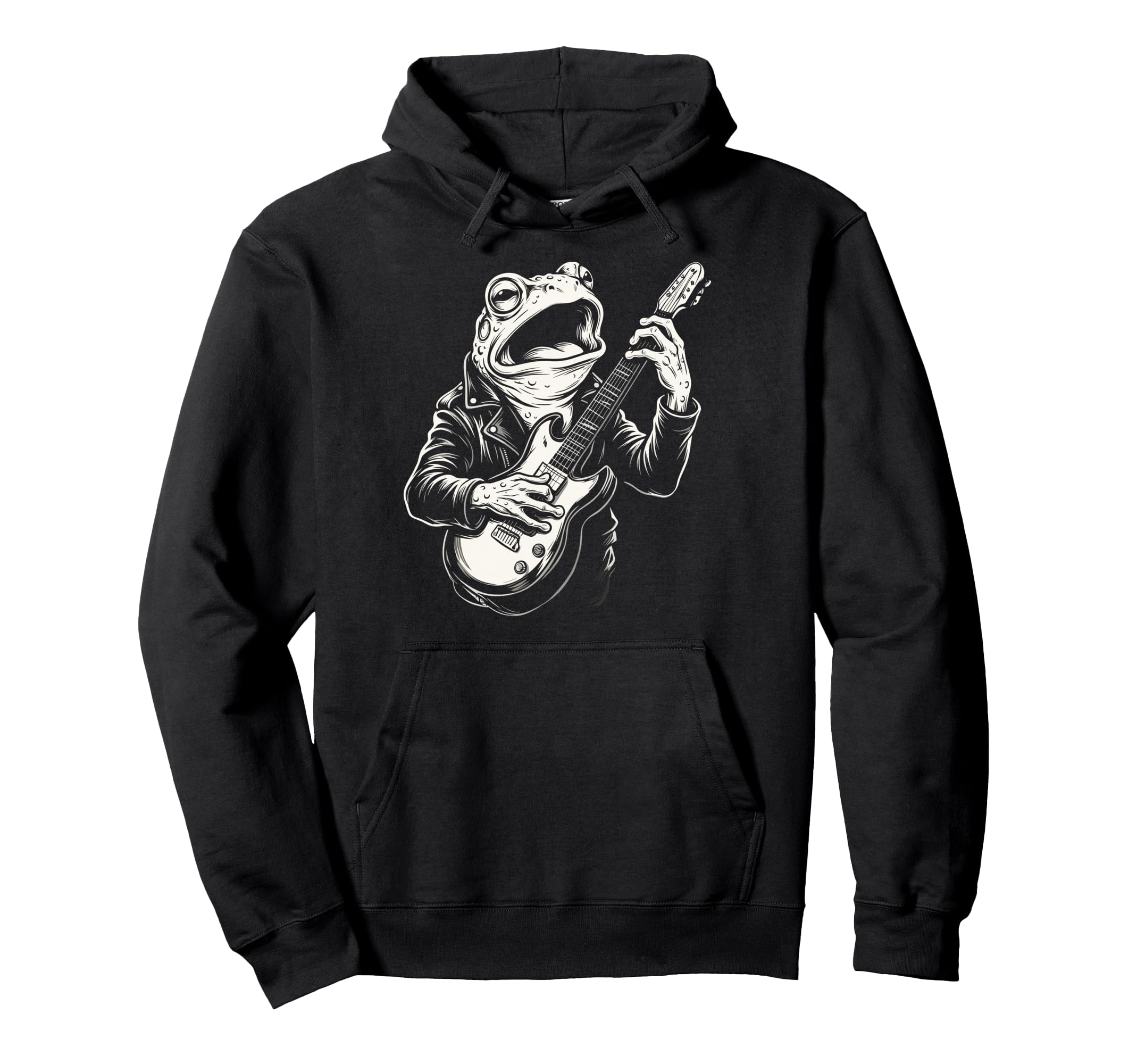 Funny Frog Playing Guitar Heavy Metal Hoodie - Fun Novelty Design Unisex - T-Shirt, Sweatshirt, Hoodie