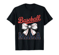 Coquette Bow Baseball Mama Sports Mom T-Shirt - Aesthetic Graphic Unisex - T-Shirt, Sweatshirt, Hoodie