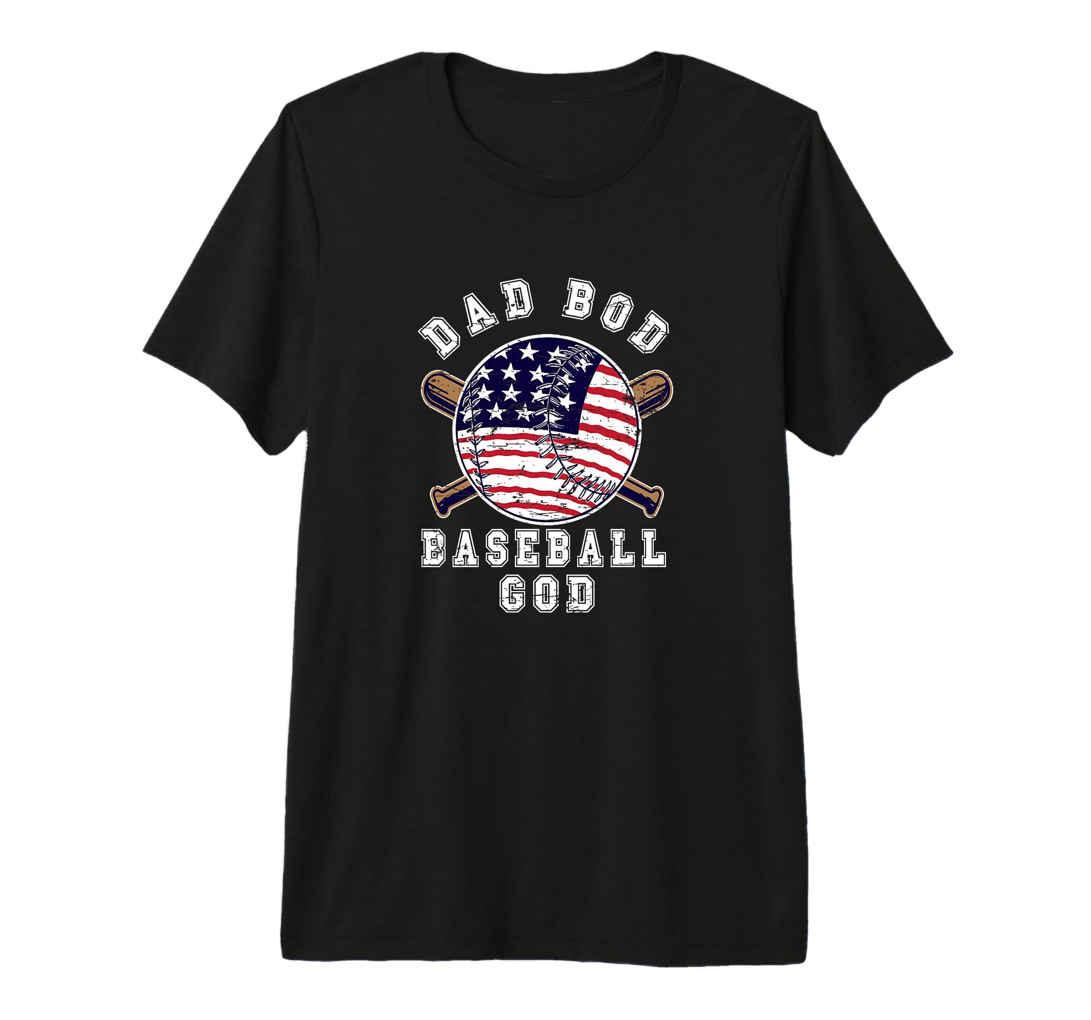 Mens Dad Bod Baseball God Us Flag T-Shirt - Graphic Print for Adults - T-Shirt, Sweatshirt, Hoodie