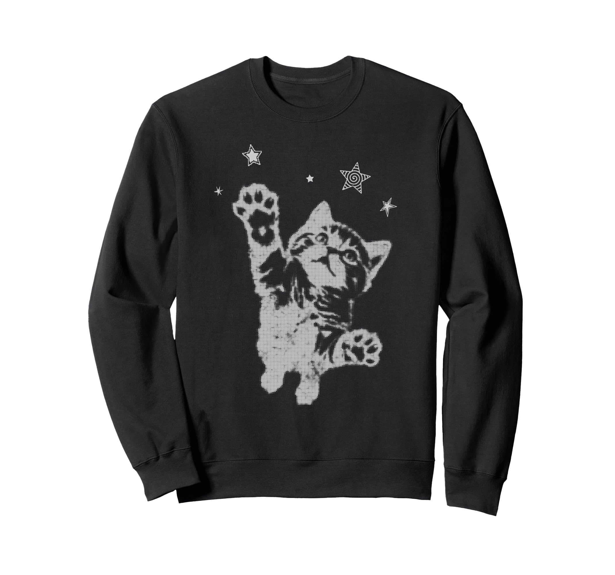 Y2K Cat Jumping Stars Silly 90S Sweatshirt - Streetwear Style for Adults - T-Shirt, Sweatshirt, Hoodie