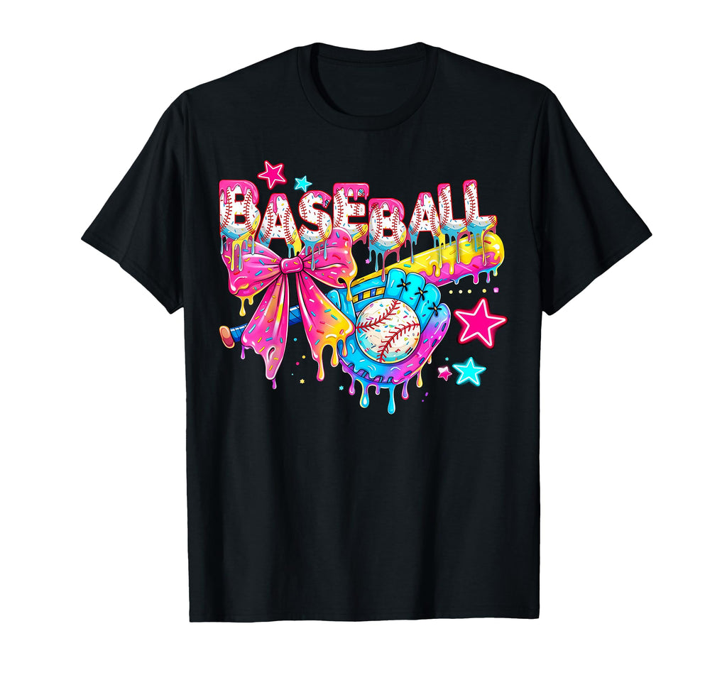 Baseball Ice Cream Drip Coquette Mom T-Shirt - Novelty Apparel for Adults - T-Shirt, Sweatshirt, Hoodie