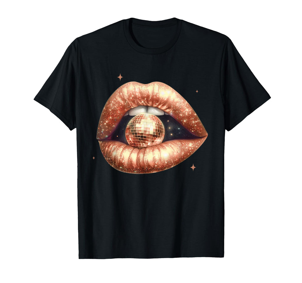Disco Ball Mouth Lips Party New Year Music T-Shirt - Graphic Print Unisex - T-Shirt, Sweatshirt, Hoodie