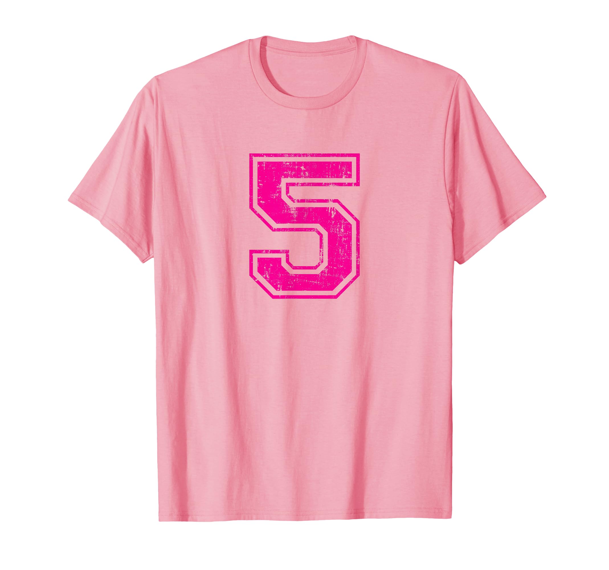 Number 5 Five Varsity Distressed Sport T-Shirt - Trendy Graphic Unisex - T-Shirt, Sweatshirt, Hoodie