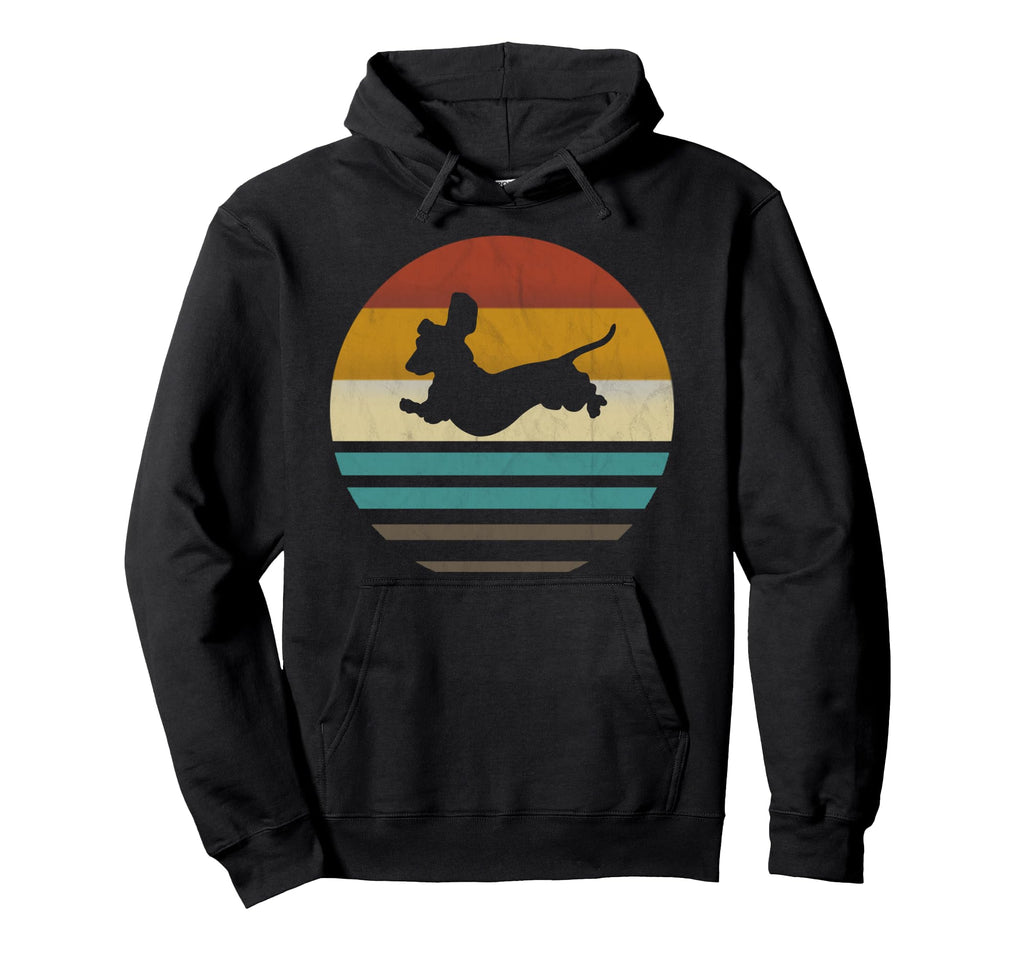 Dachshund Silhouette 60S 70S Grunge Dog Hoodie - Unique Graphic Men Women - T-Shirt, Sweatshirt, Hoodie
