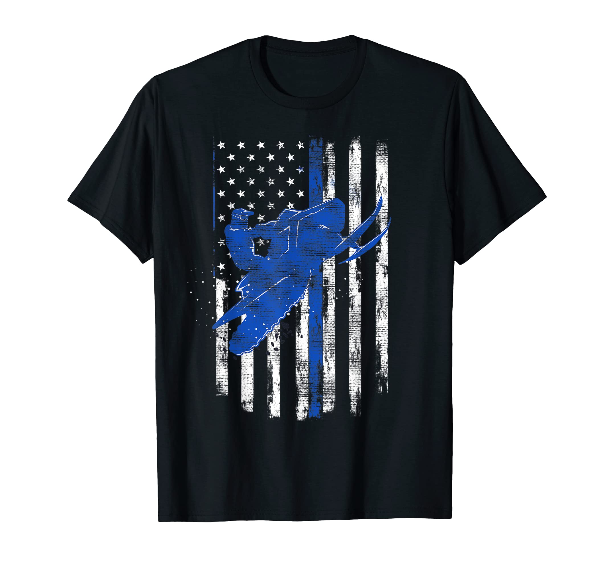 Distressed American Flag Snowmobile T-Shirt - Custom Art Print for Adults - T-Shirt, Sweatshirt, Hoodie