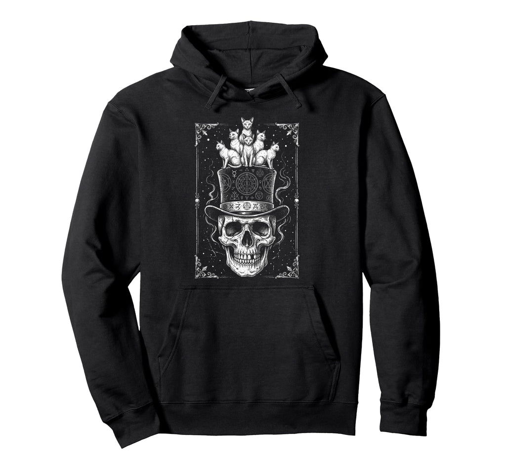 Skull Cat Skeleton Kitty Kitten Gothic Hoodie - Fun Novelty Design Unisex - T-Shirt, Sweatshirt, Hoodie