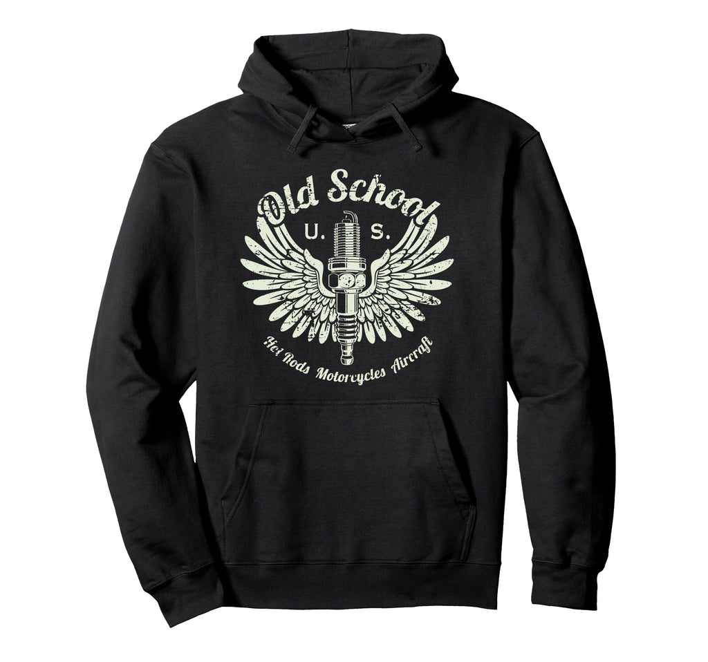 Spark Plug Distressed Hoodie - Graphic Print Unisex - T-Shirt, Sweatshirt, Hoodie