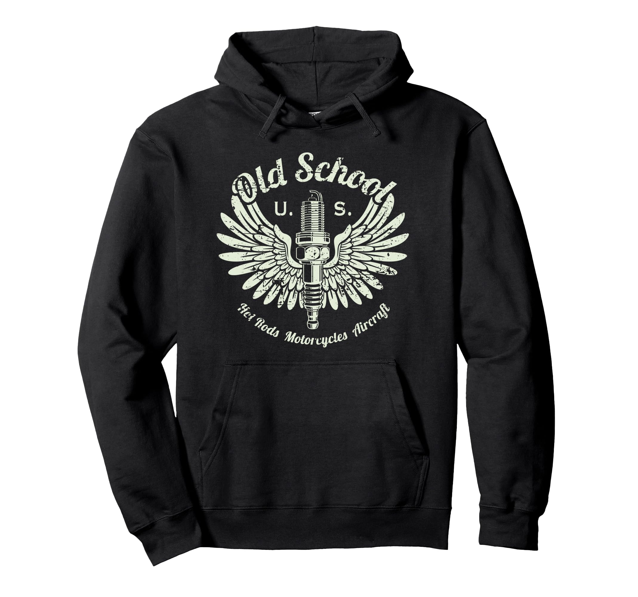 Spark Plug Distressed Hoodie - Graphic Print Unisex - T-Shirt, Sweatshirt, Hoodie