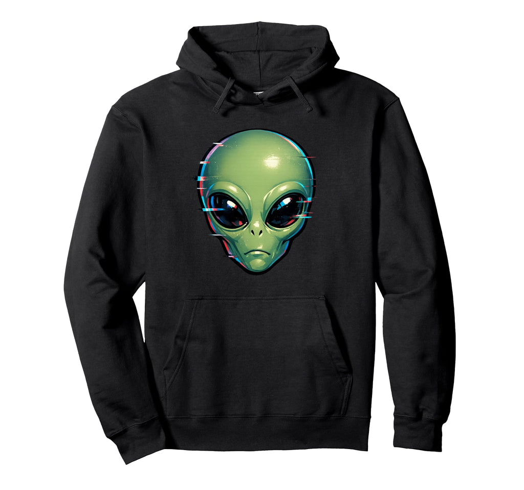 Alien Head Space Glitch Vaporwave Hoodie - Fun Novelty Design Unisex - T-Shirt, Sweatshirt, Hoodie