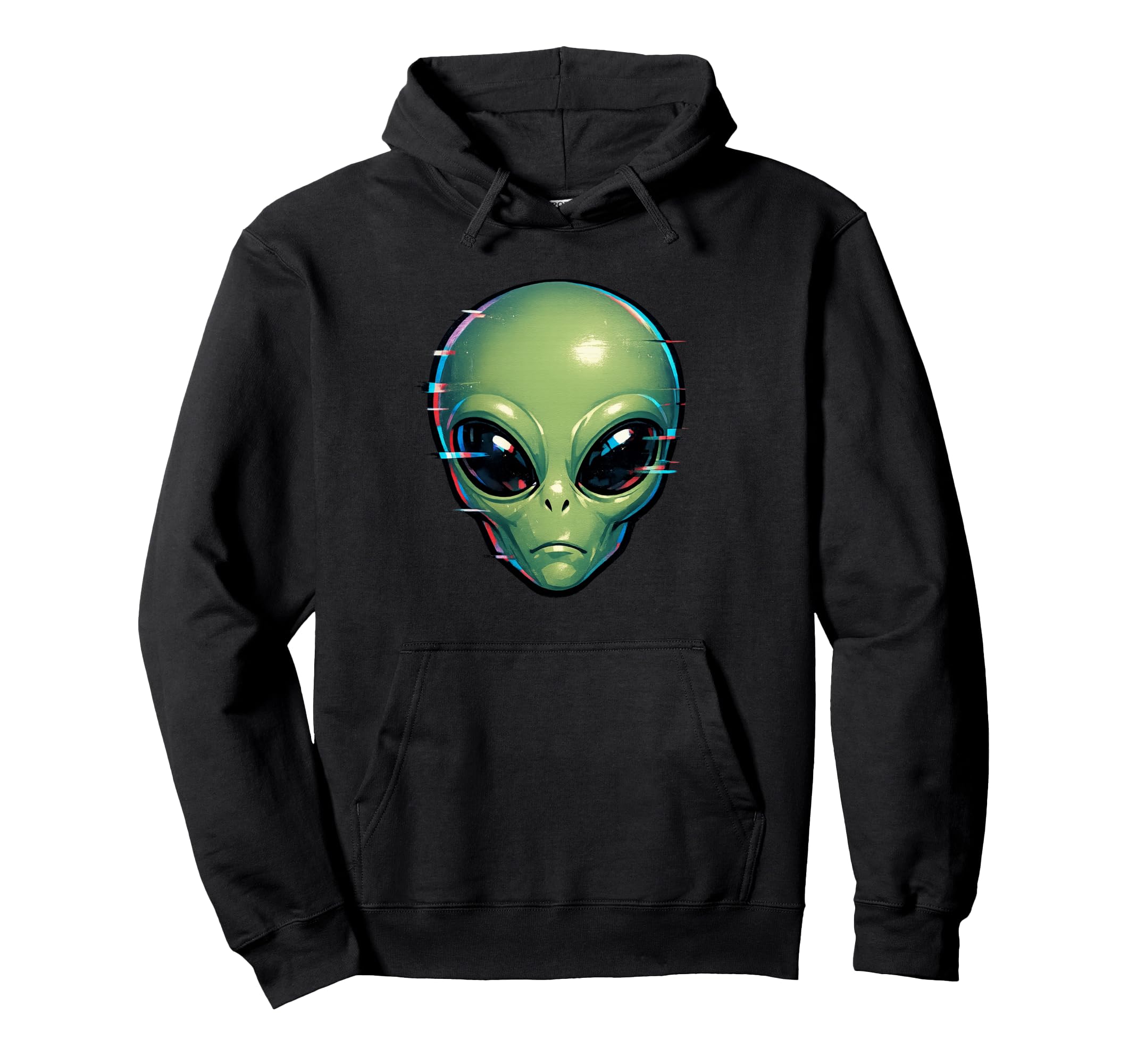 Alien Head Space Glitch Vaporwave Hoodie - Fun Novelty Design Unisex - T-Shirt, Sweatshirt, Hoodie