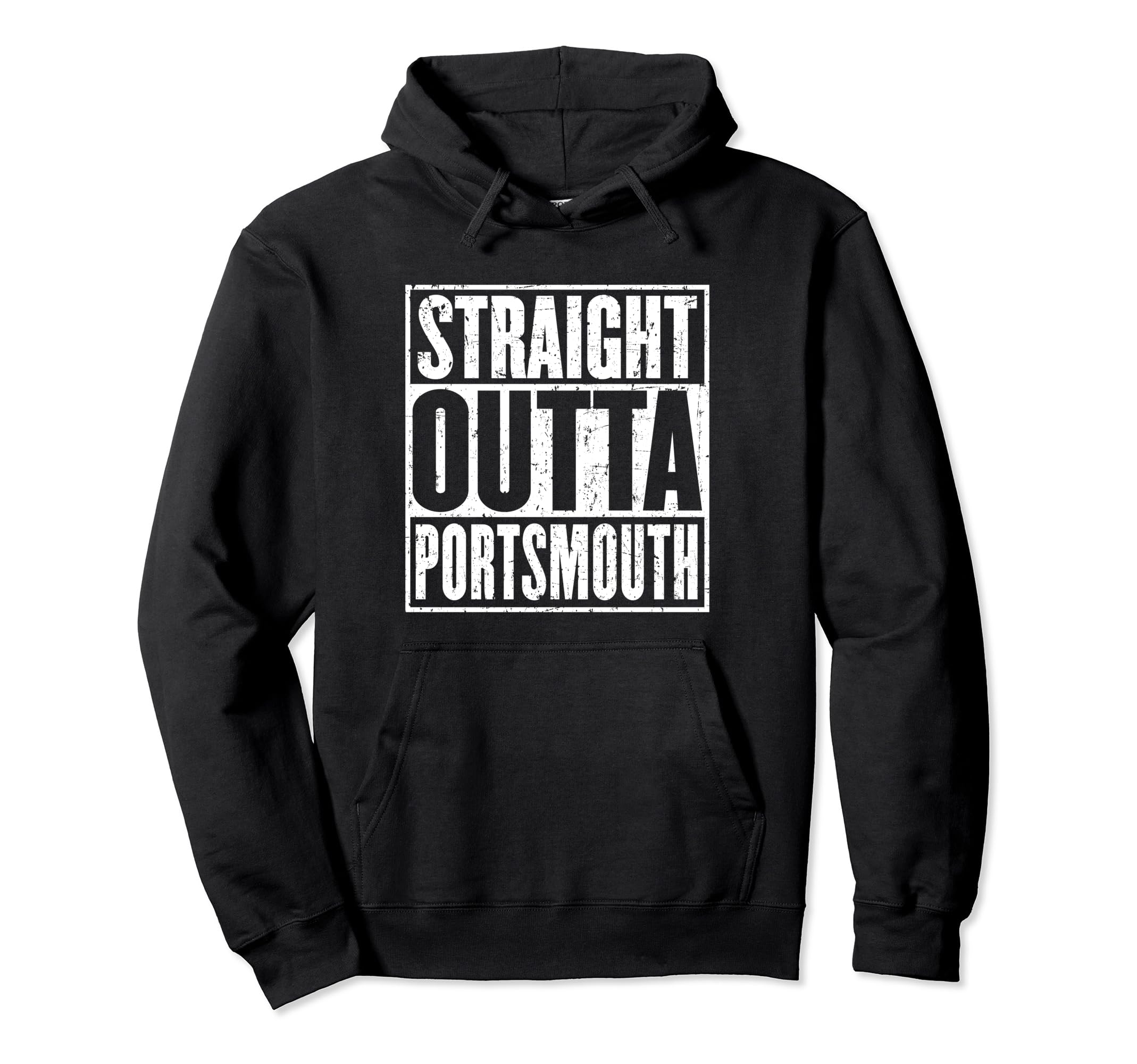 Straight Outta Portsmouth Distressed Hoodie - Graphic Print for Adults - T-Shirt, Sweatshirt, Hoodie