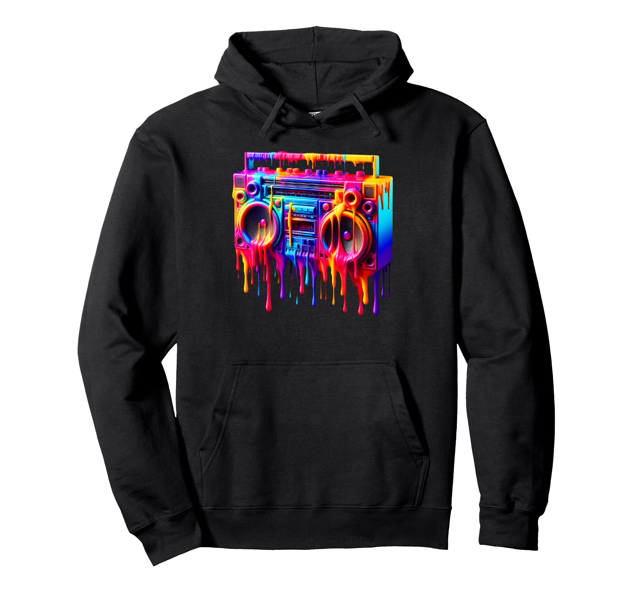 Dripping Paint Boombox Old School 80S Hoodie - Custom Art Print for Adults - T-Shirt, Sweatshirt, Hoodie