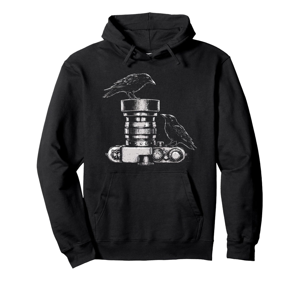 Photographer Raven Camera Lens Hoodie - Casual Everyday Wear for Adults - T-Shirt, Sweatshirt, Hoodie
