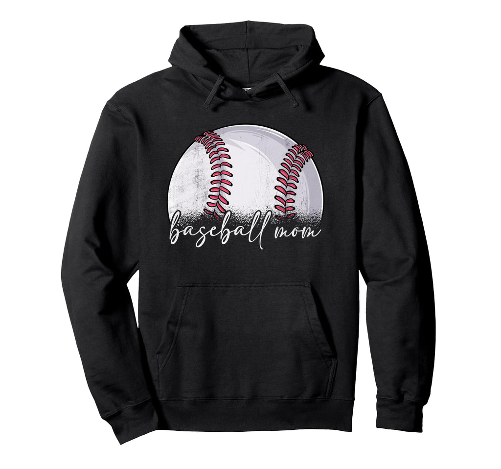 Baseball Mom Mothers Day Distressed Hoodie - Minimalist Print Men Women - T-Shirt, Sweatshirt, Hoodie