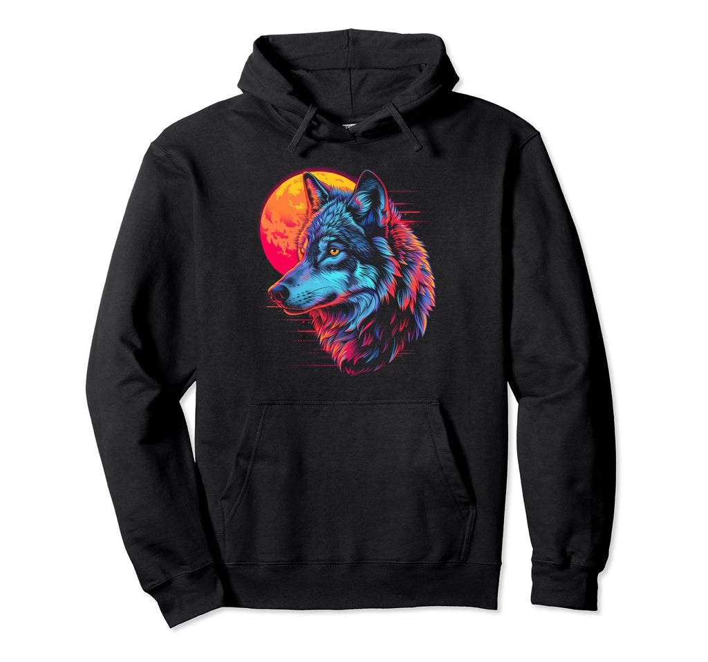 Wolf Vaporwave Aesthetic Synthwave Hoodie - Fun Novelty Design for Adults - T-Shirt, Sweatshirt, Hoodie