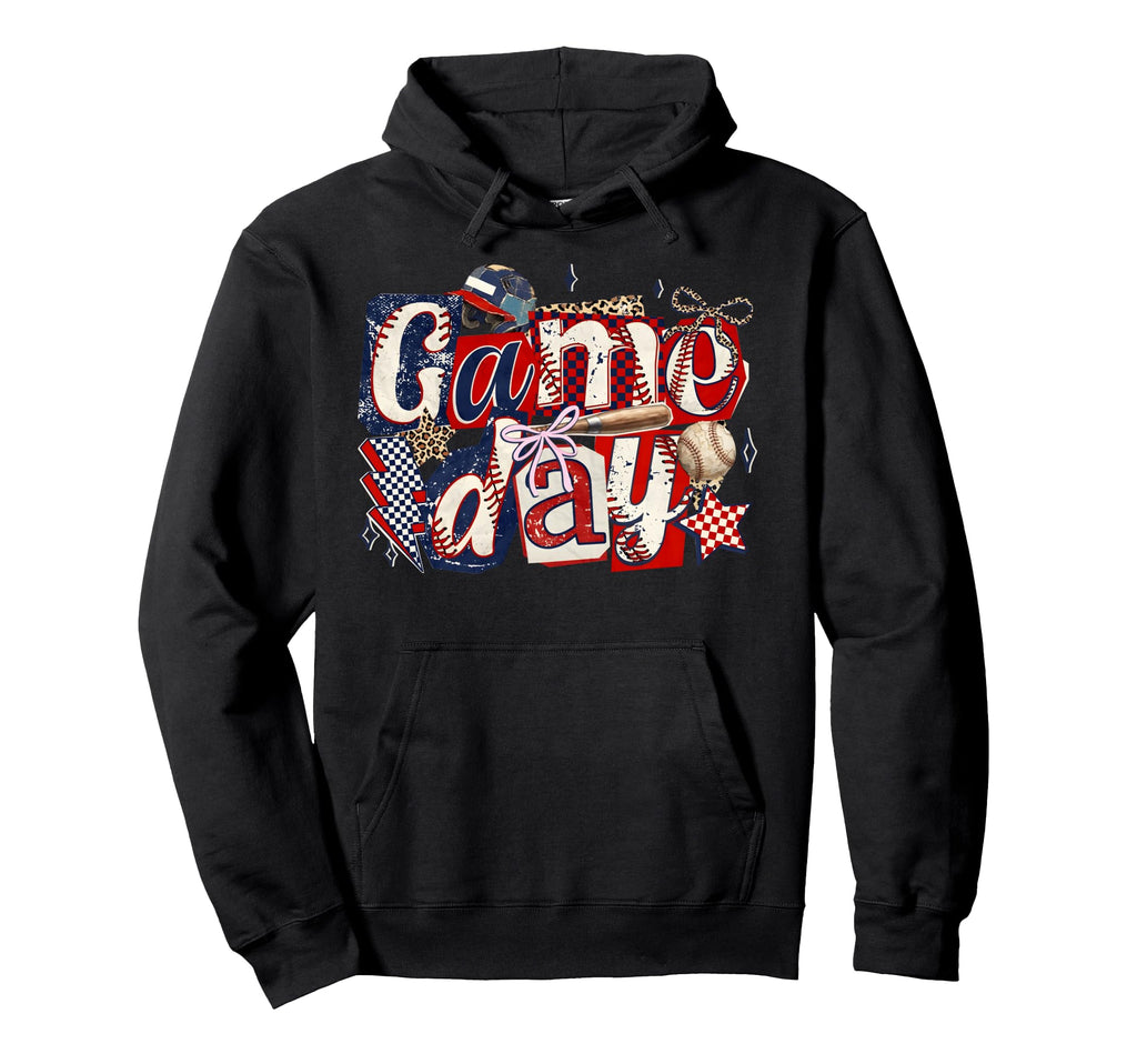 Game Day Baseball Leopard Coquette Bow Hoodie - Novelty Apparel Men Women - T-Shirt, Sweatshirt, Hoodie