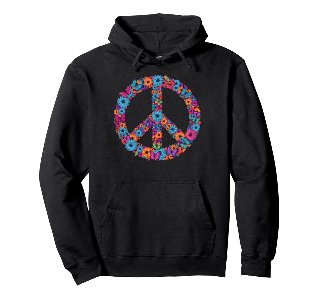 Peace Sign Groovy Flower 60S 70S Hoodie - Custom Art Print Unisex - T-Shirt, Sweatshirt, Hoodie