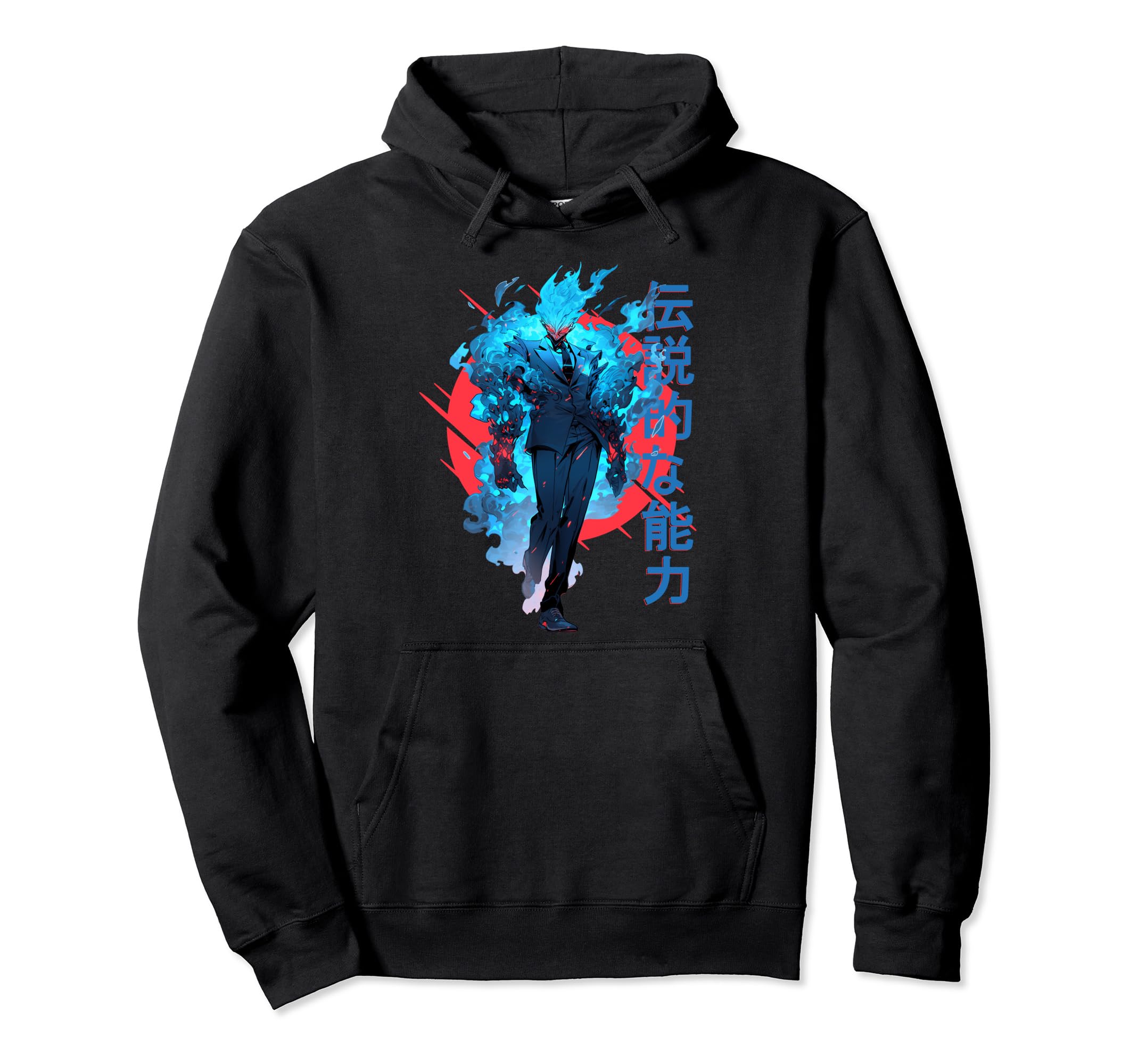 Blue Fire Demon Fantasy Anime Japanese Hoodie - Custom Art Print Men Women - T-Shirt, Sweatshirt, Hoodie