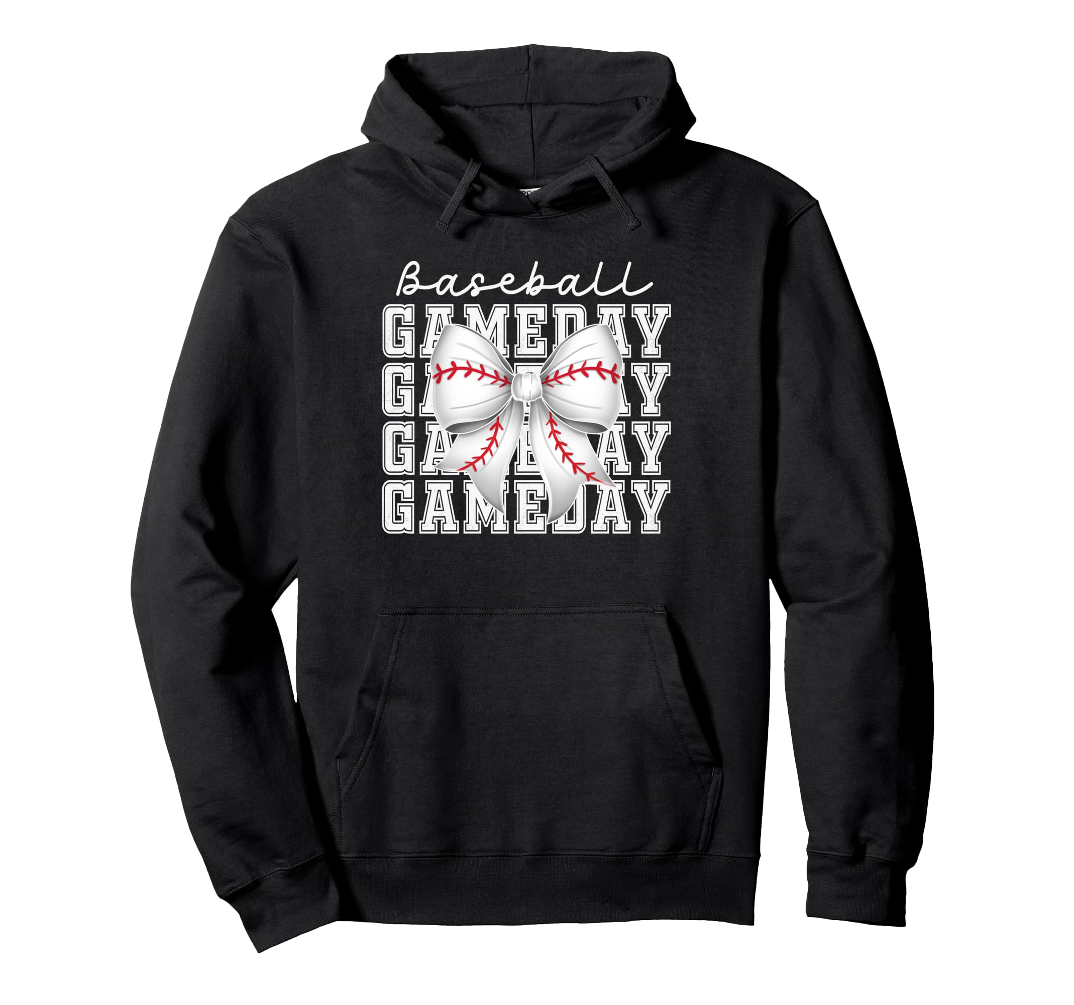 Baseball Game Day Mom Coquette Bow Cheer Hoodie - Minimalist Print Unisex - T-Shirt, Sweatshirt, Hoodie