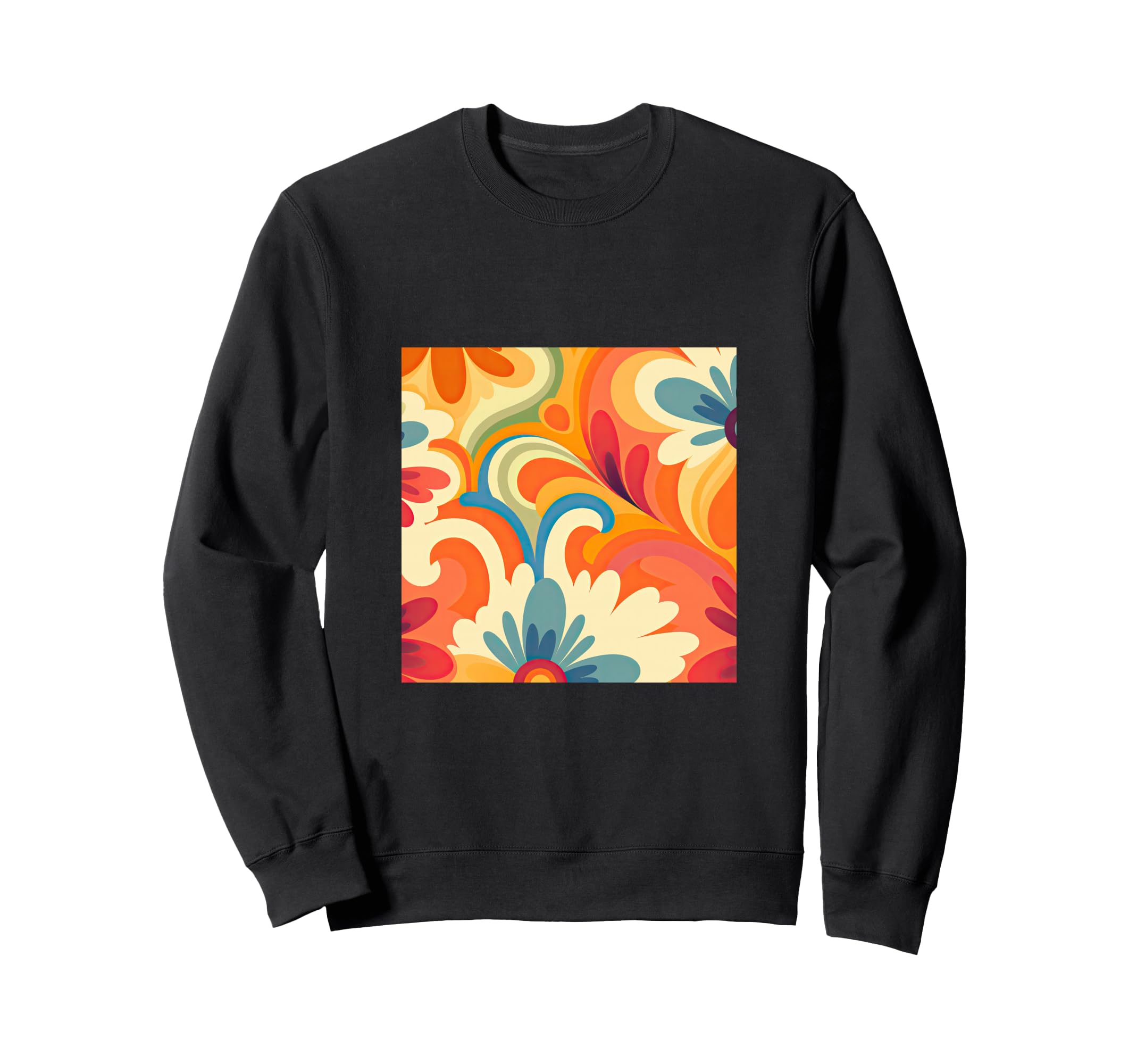 70S Wallpaper Flowers Floral Pattern Sweatshirt - Fun Novelty Design Unisex - T-Shirt, Sweatshirt, Hoodie