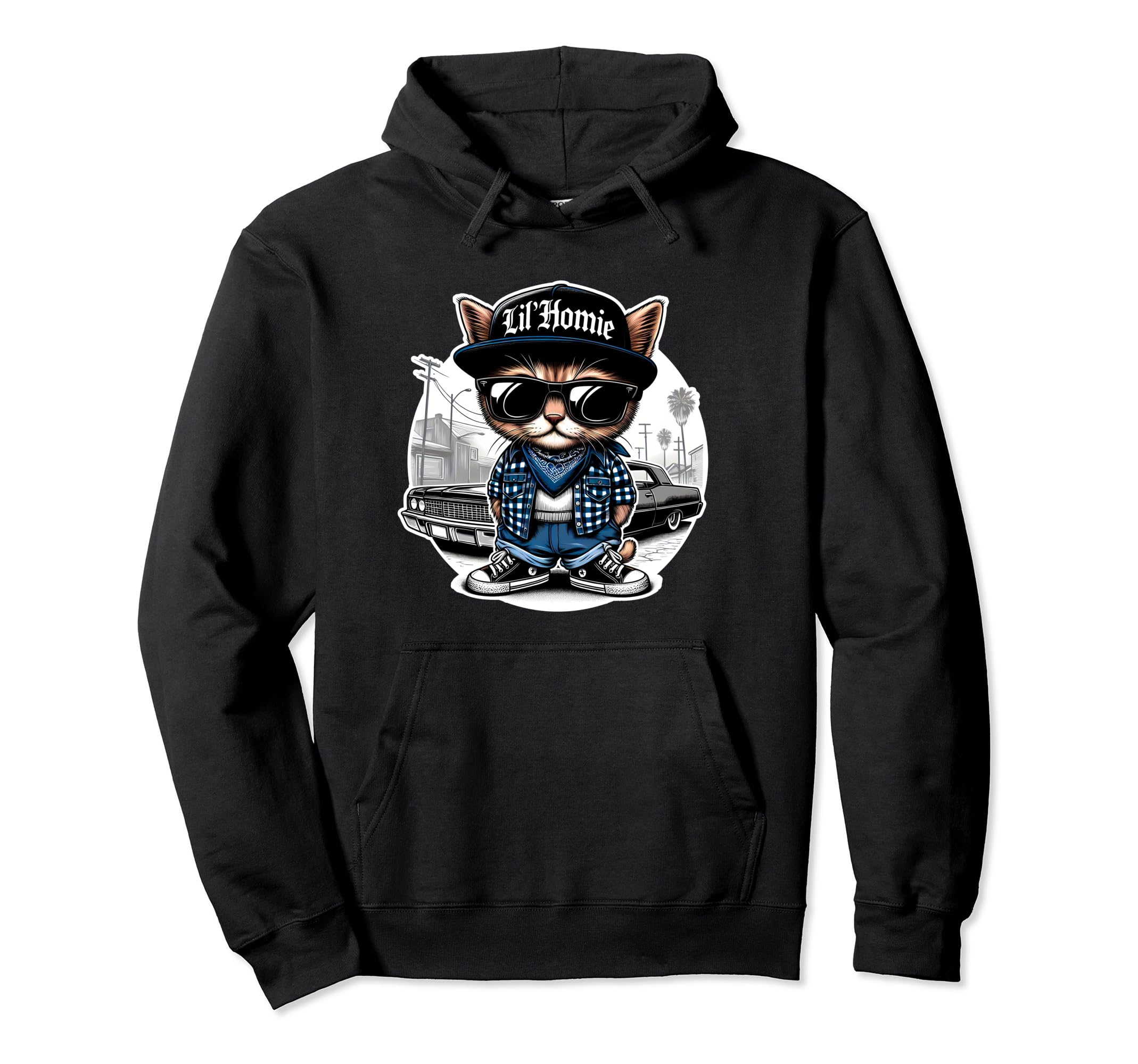 Lil Homie Lowrider Chicano Art West Hoodie - Custom Art Print for Adults - T-Shirt, Sweatshirt, Hoodie