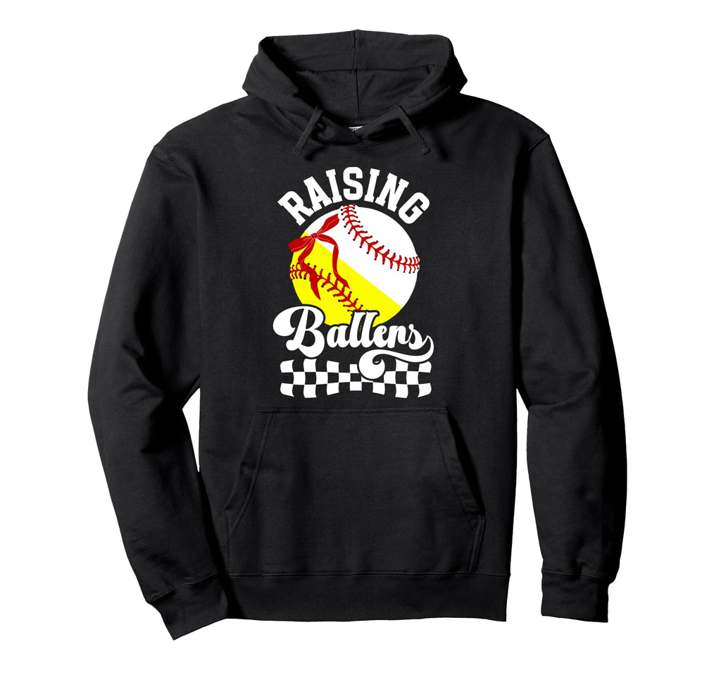 Raising Ballers Proud Baseball Softball Hoodie - Trendy Graphic Men Women - T-Shirt, Sweatshirt, Hoodie