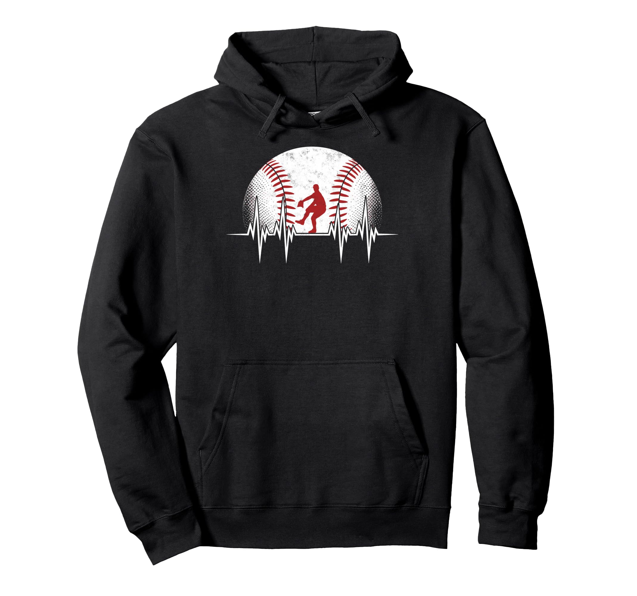 Baseball Ball Heartbeat Player Coach Hoodie - Casual Everyday Wear Unisex - T-Shirt, Sweatshirt, Hoodie