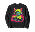 Kawaii Cat Dj Japanese Edm Y2K Sweatshirt - Minimalist Print for Adults - T-Shirt, Sweatshirt, Hoodie