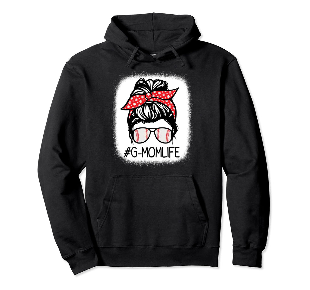 G Mom Bleached Messy Bun Baseball Hoodie - Trendy Graphic Unisex - T-Shirt, Sweatshirt, Hoodie