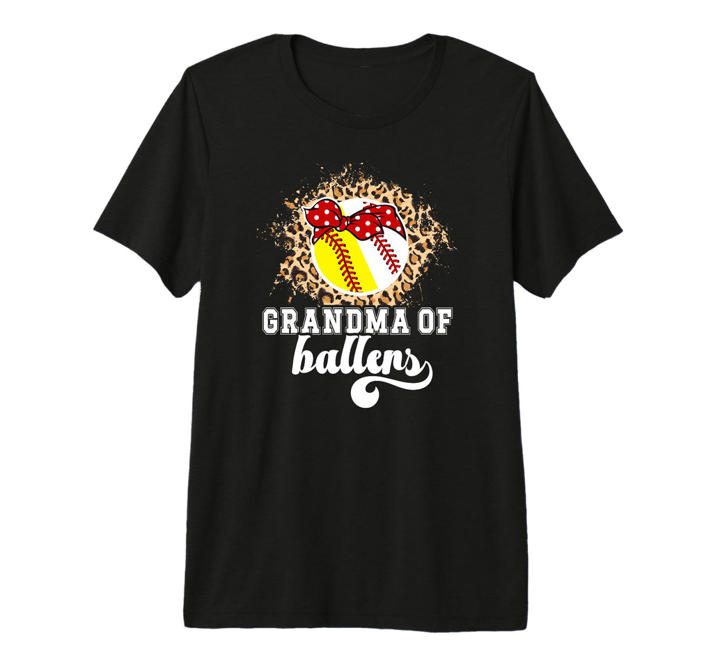 Grandma Ballers Leopard Softball Baseball T-Shirt - Novelty Apparel Unisex - T-Shirt, Sweatshirt, Hoodie