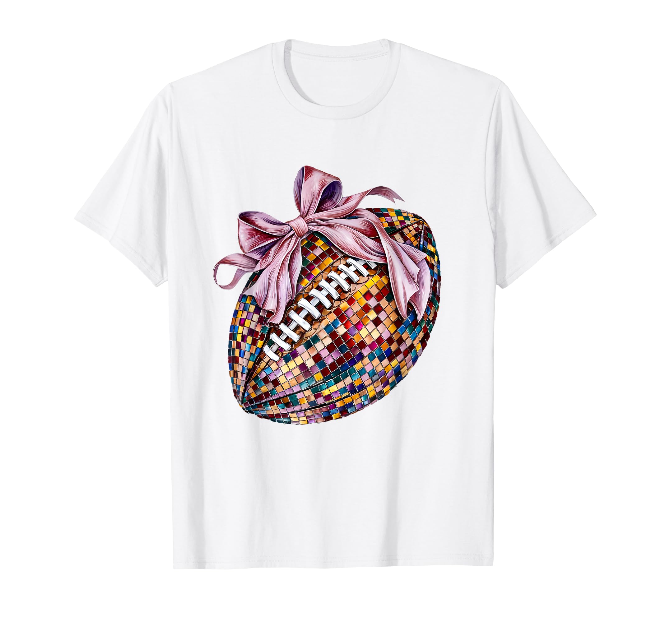 Bow Coquette Football Disco Ball Game T-Shirt - Custom Art Print Unisex - T-Shirt, Sweatshirt, Hoodie
