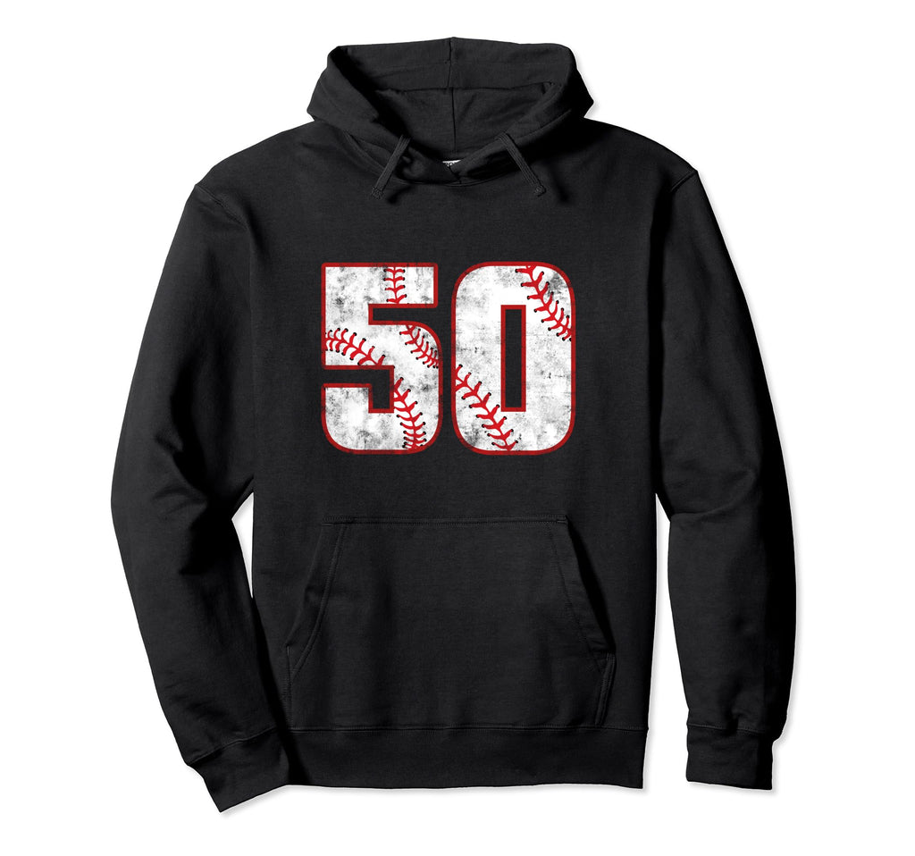 Baseball 50 Jersey Number Hoodie - Casual Everyday Wear Unisex - T-Shirt, Sweatshirt, Hoodie