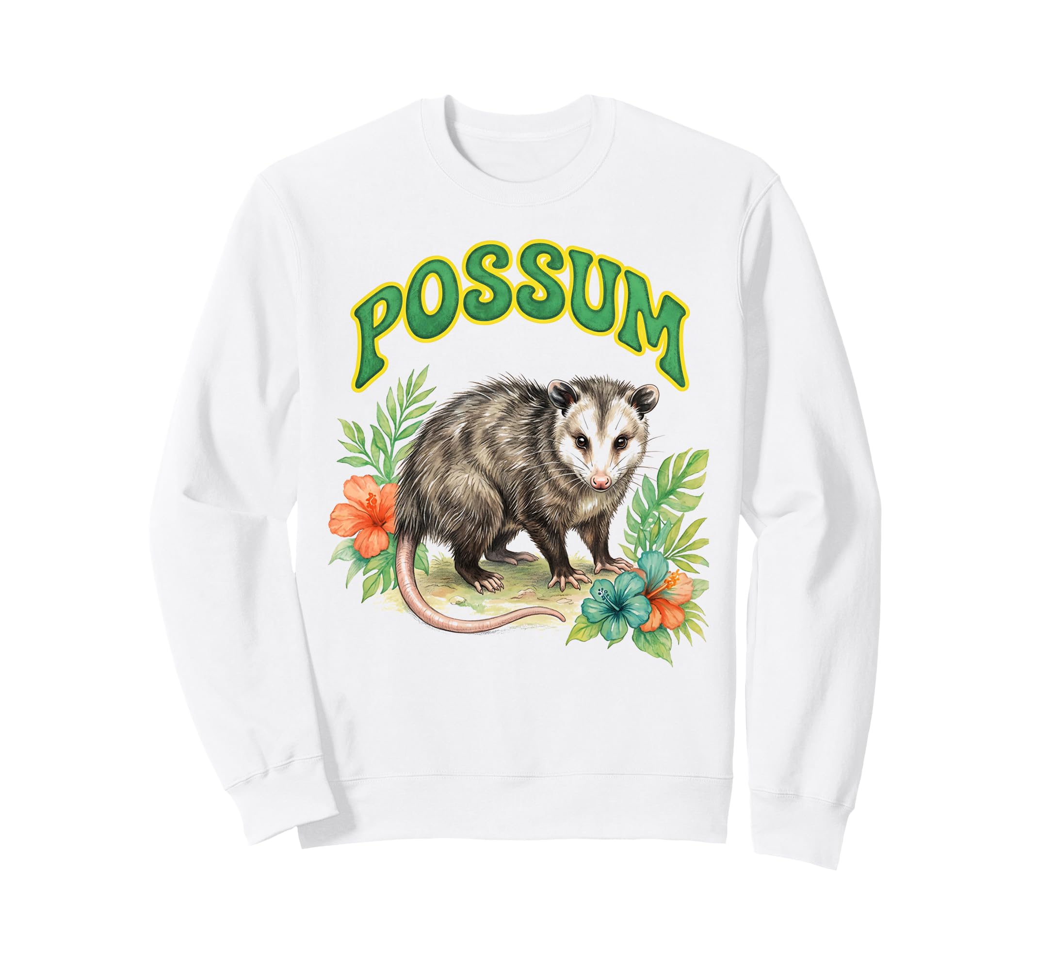 Opossum Groovy Floral Possum Sweatshirt - Fun Novelty Design Unisex - T-Shirt, Sweatshirt, Hoodie