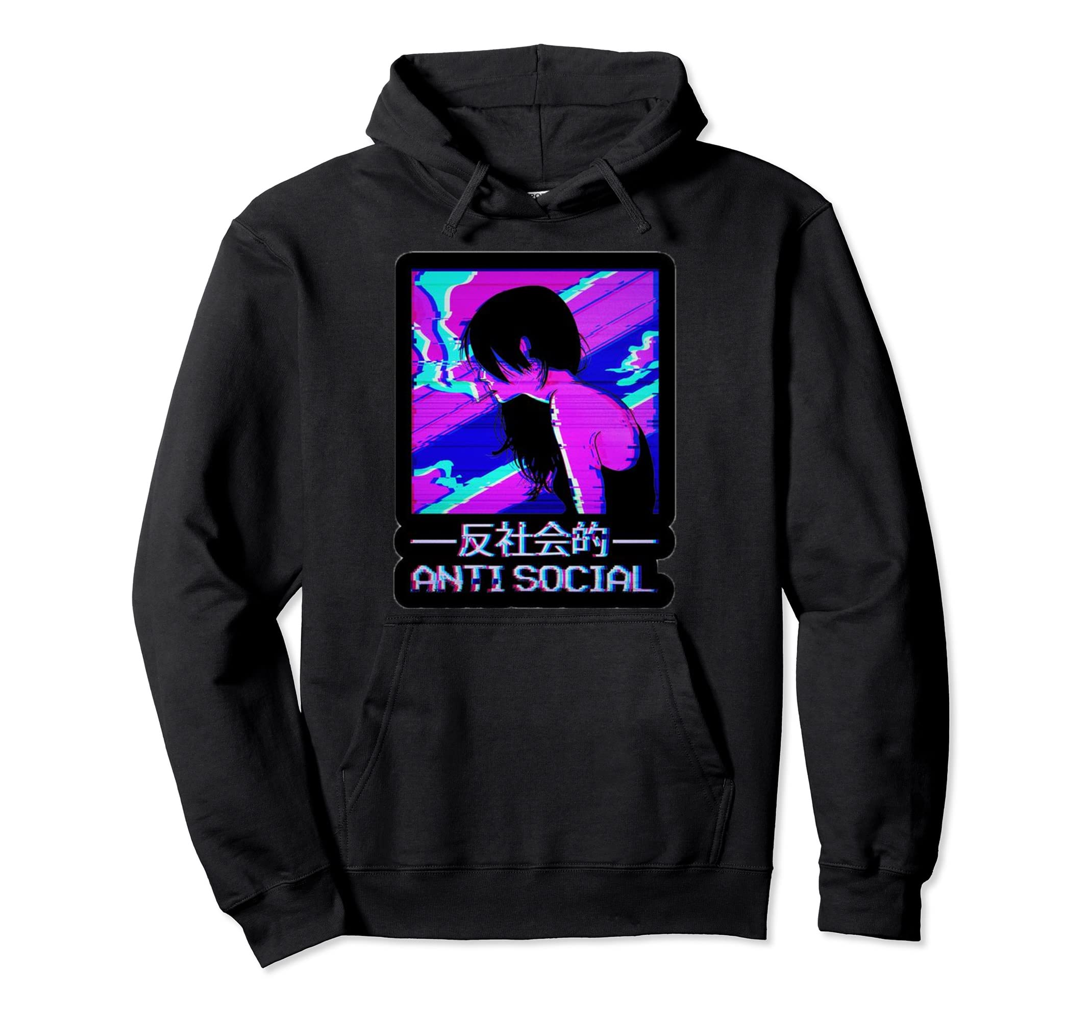Anti Social Japanese Text Aesthetic Hoodie - Minimalist Print Men Women - T-Shirt, Sweatshirt, Hoodie
