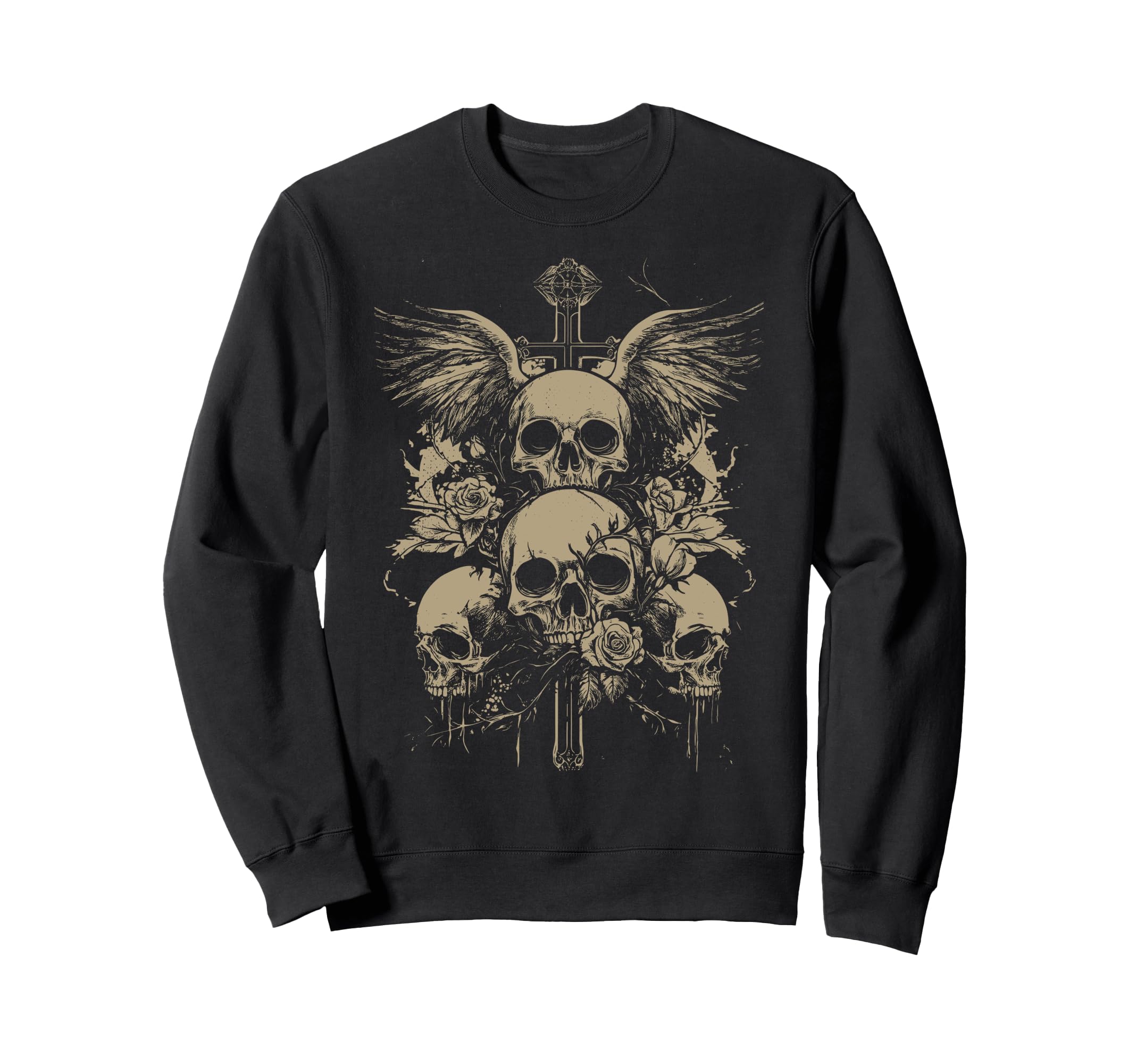 Skull Cross Y2K Grunge Aesthetic Sweatshirt - Aesthetic Graphic for Adults - T-Shirt, Sweatshirt, Hoodie