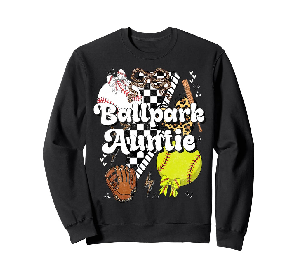 Ballpark Auntie Coquette Softball Sweatshirt - Novelty Apparel Unisex - T-Shirt, Sweatshirt, Hoodie