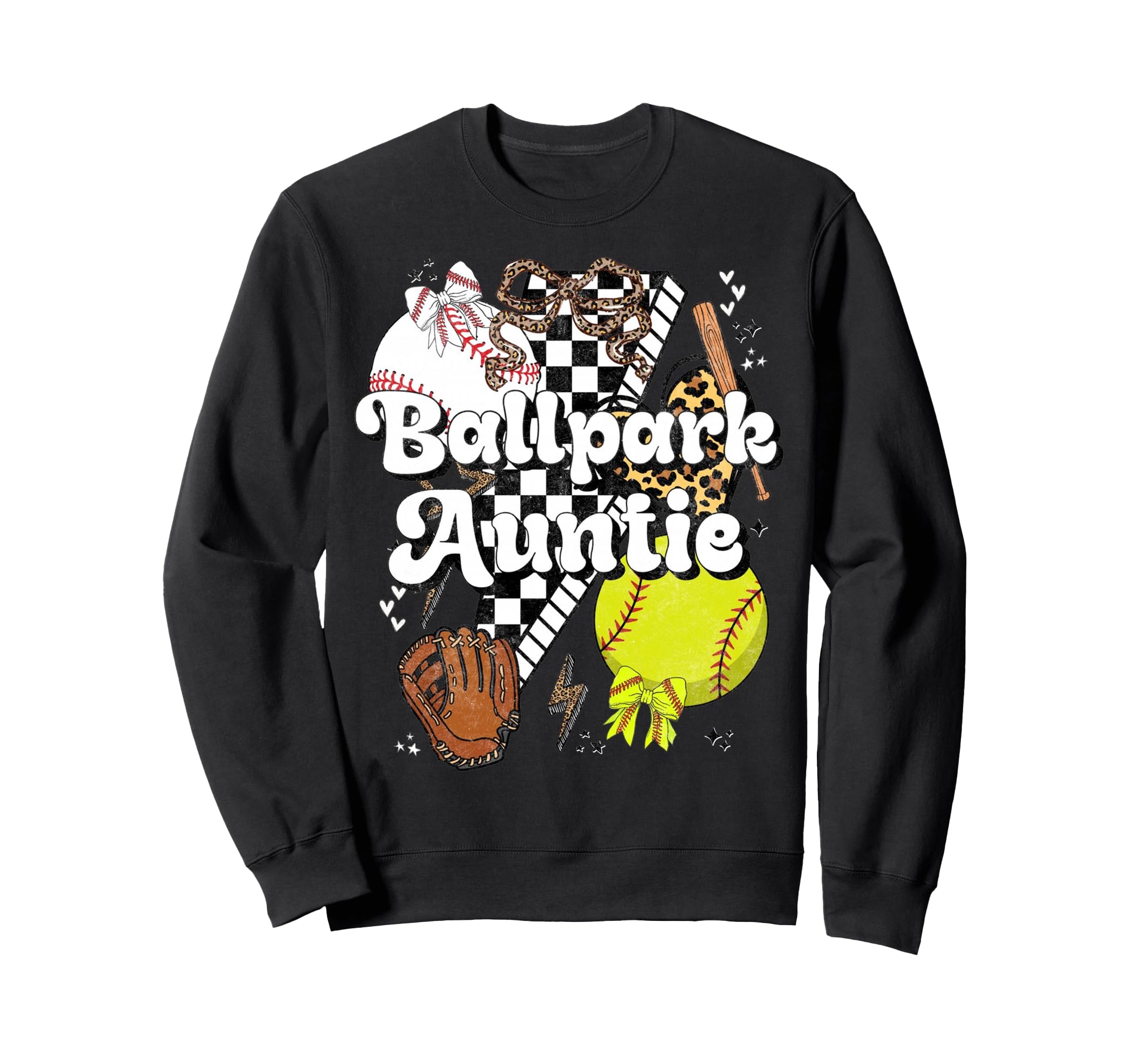 Ballpark Auntie Coquette Softball Sweatshirt - Novelty Apparel Unisex - T-Shirt, Sweatshirt, Hoodie