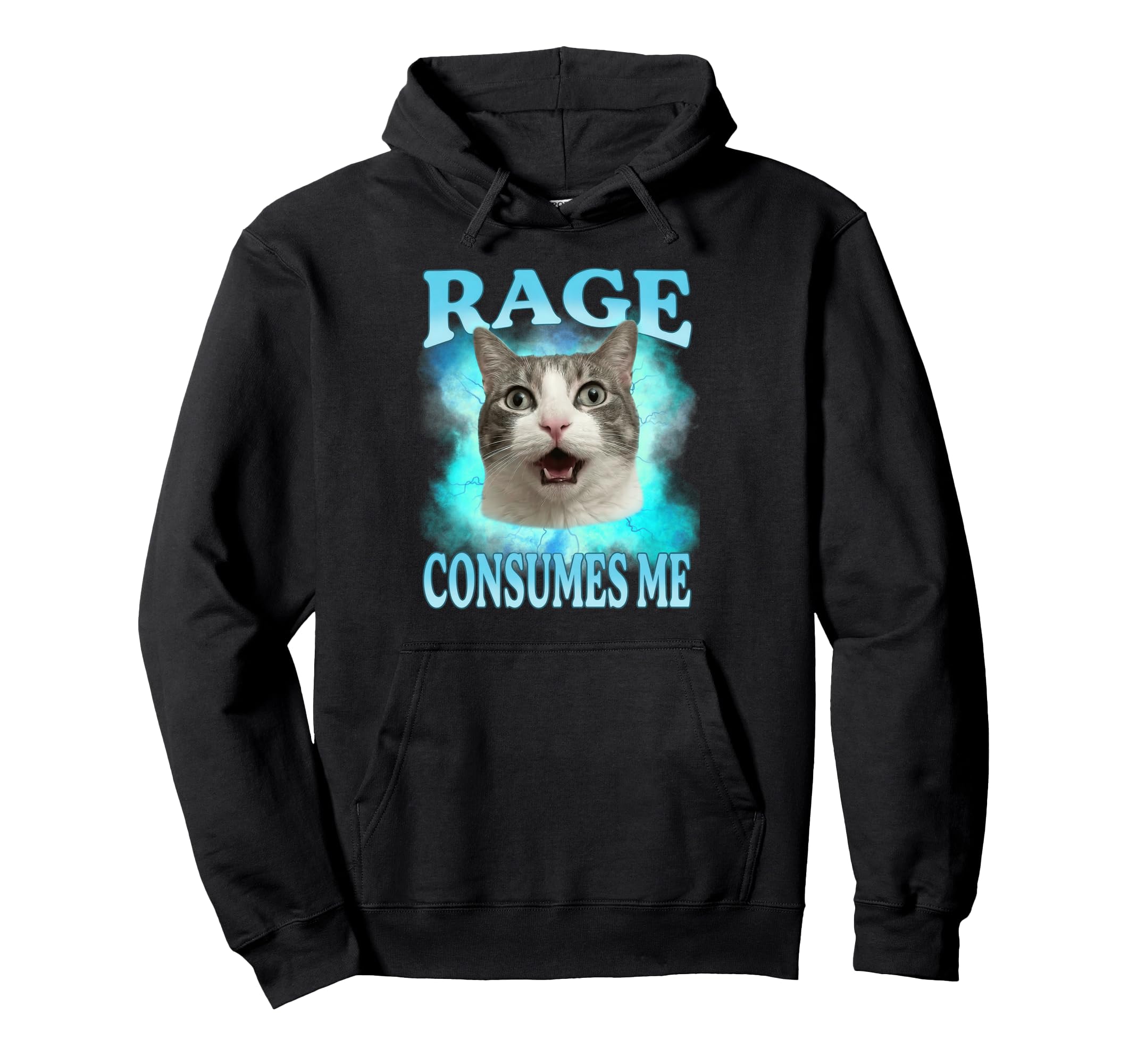 Rage Consumes Me Funny Cat Meme Hoodie - Graphic Print for Adults - T-Shirt, Sweatshirt, Hoodie