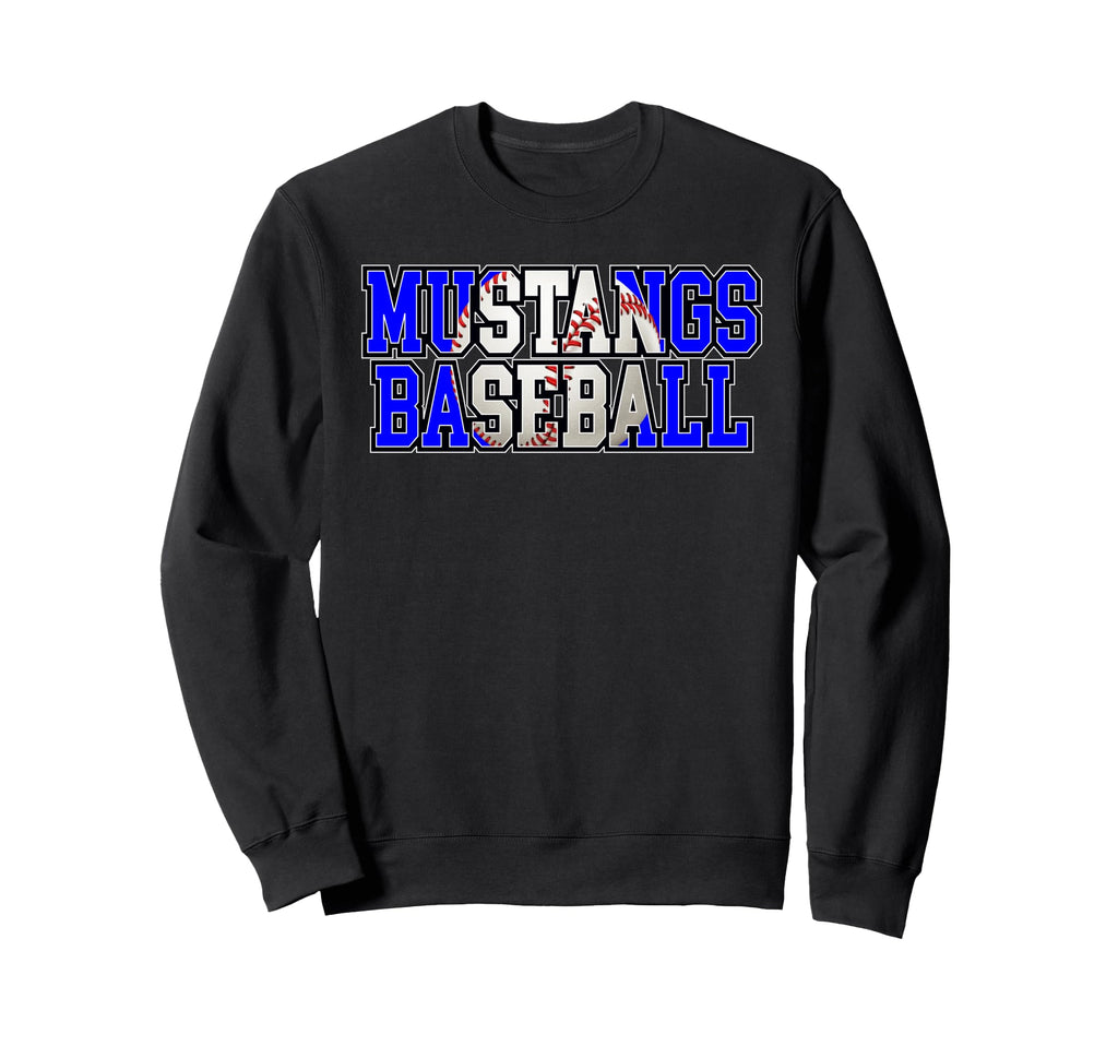 Mustang Baseball Mom Blue Mustangs Sweatshirt - Trendy Graphic for Adults - T-Shirt, Sweatshirt, Hoodie