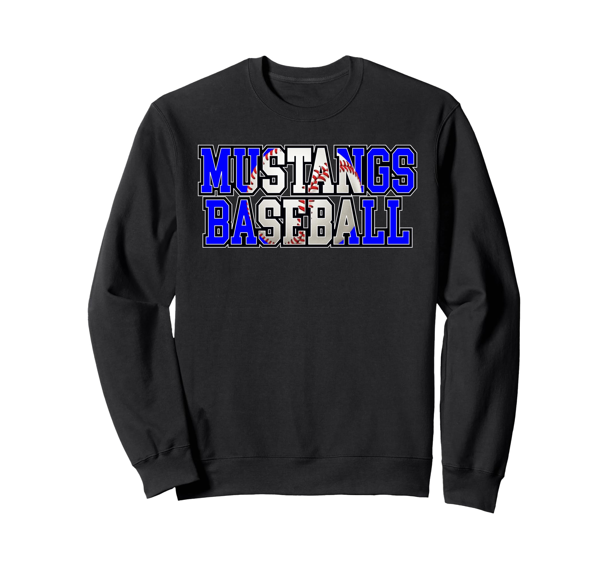 Mustang Baseball Mom Blue Mustangs Sweatshirt - Trendy Graphic for Adults - T-Shirt, Sweatshirt, Hoodie