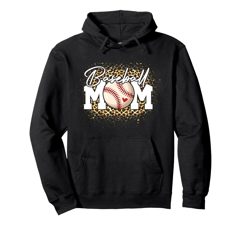 Bleached Baseball Mom Leopard Baseball Hoodie - Unique Graphic for Adults - T-Shirt, Sweatshirt, Hoodie